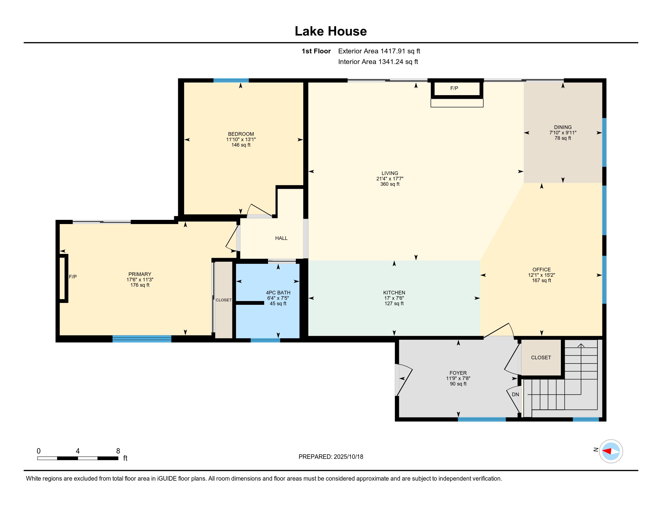Floor plan of a house showing layout of rooms and spaces.
