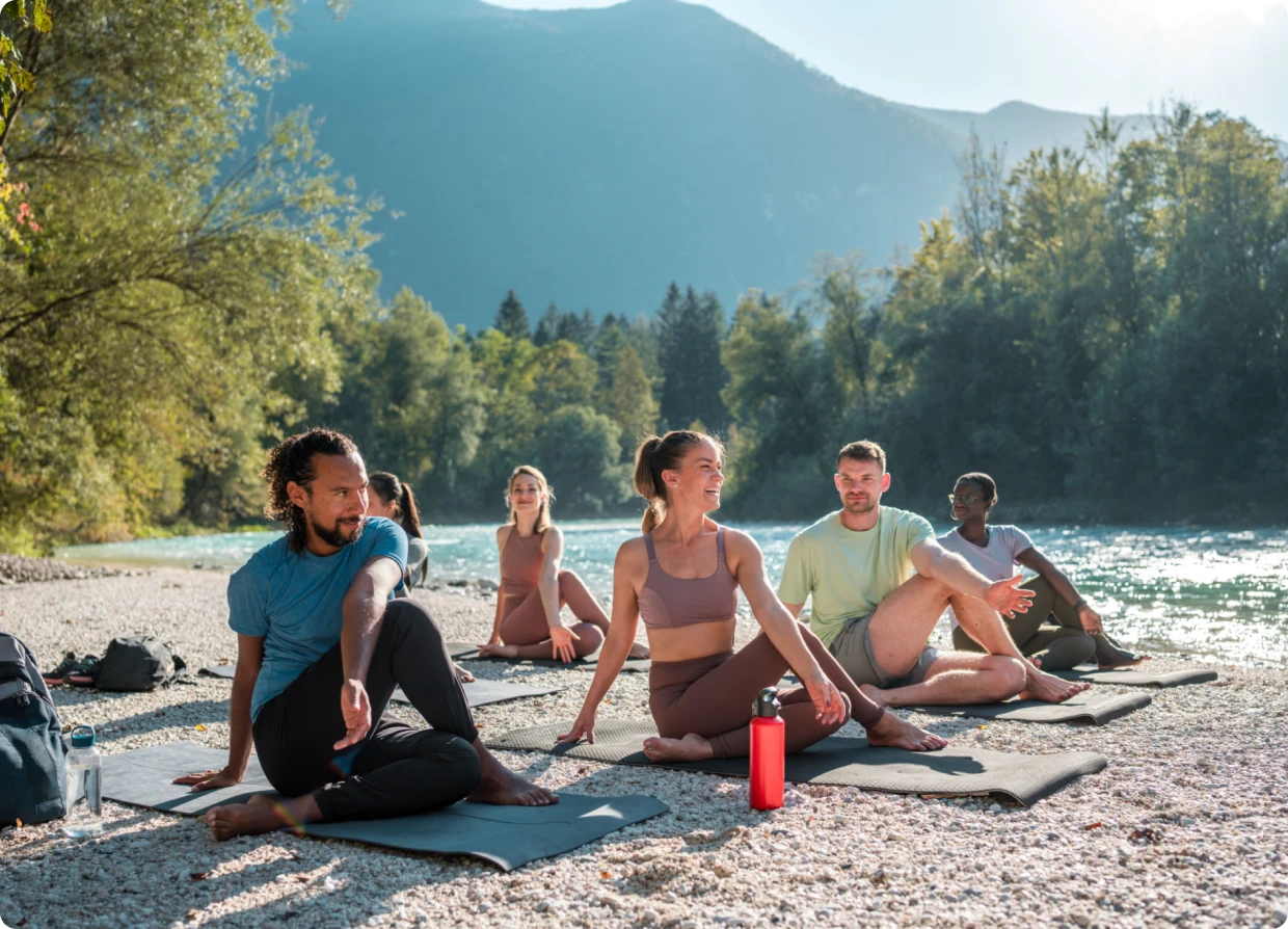 Group yoga session outdoors