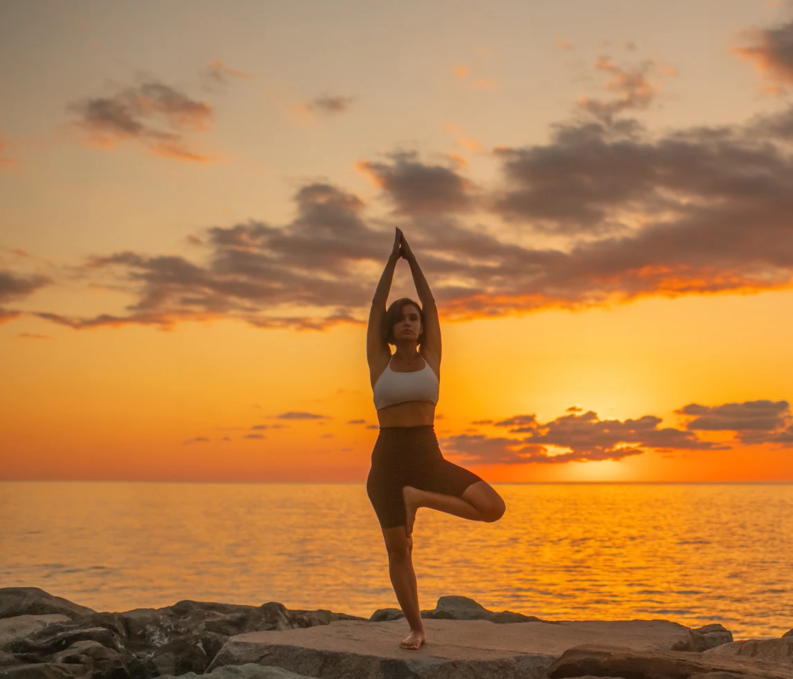 Yoga pose by the ocean